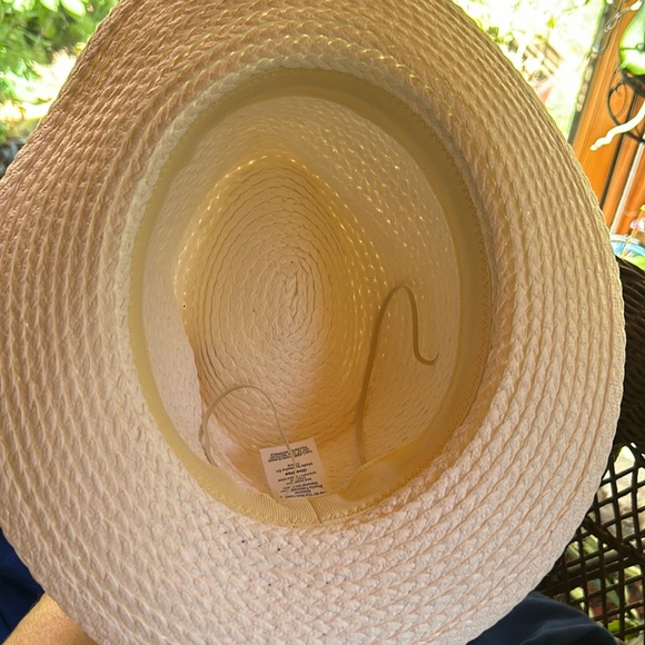 White Panama Hat with Light Blue Band; NWT; OSFM; Clip For Purse included - Picture 7 of 12